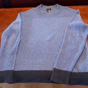 Club Monaco Men's Blue Ribbed Crewneck Sweater